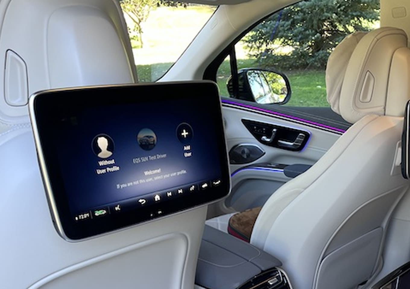 Front view of Mercedes EQS – luxury EV with sleek aerodynamic design
