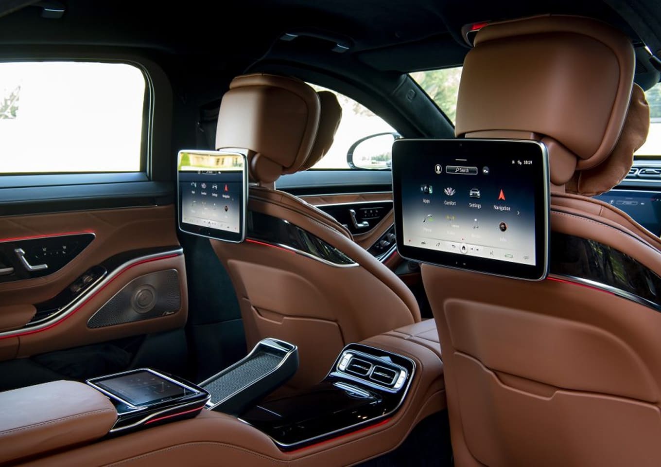 Rear perspective of Mercedes S-Class – iconic limousine-style sedan