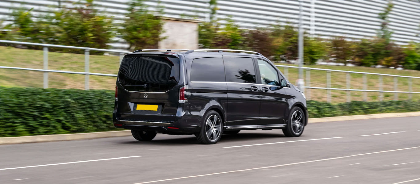 Mercedes V250 rear angle – stylish and spacious XL transport