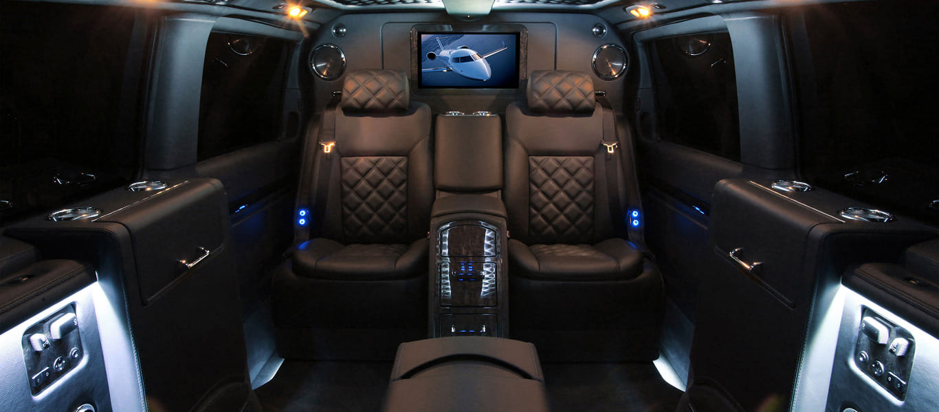 Rear angle of the Mercedes Viano featuring a luxury van look and subtle branding.