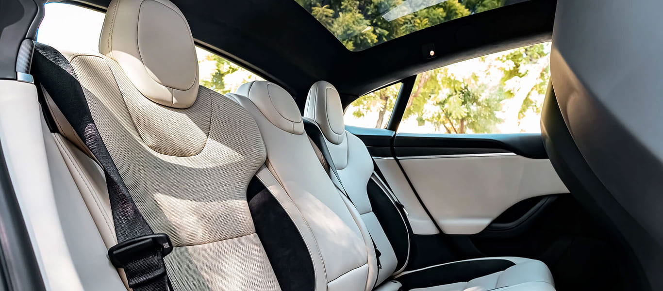 Rear angle of Tesla Model S – sleek electric luxury with sporty finish