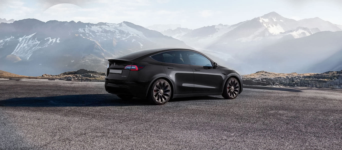 Tesla Model Y rear view – modern electric crossover SUV